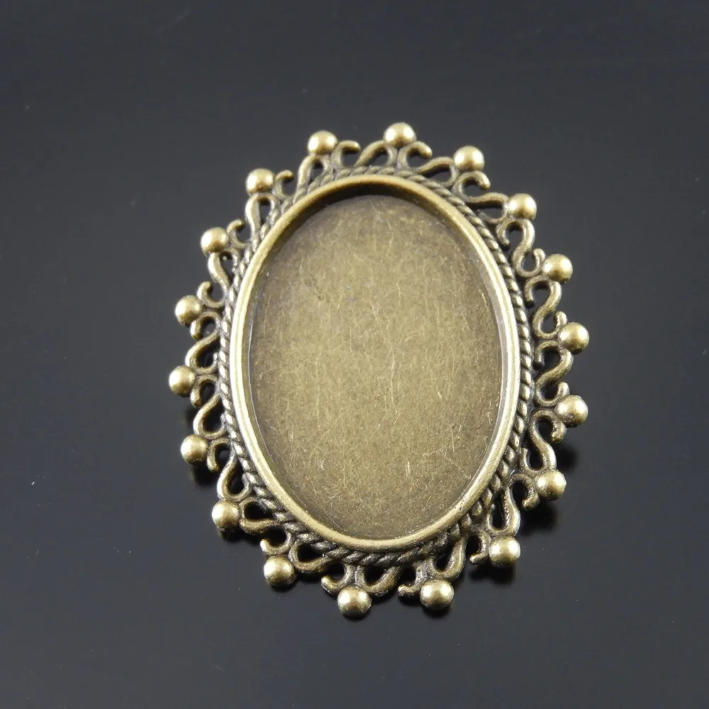 10pcs lot Vintage Women Antique Style Bronze Tone Zinc Alloy Cameo Tray Cabochon Setting  25*18mm  Brooch Pins 36*30*2mm AU33105