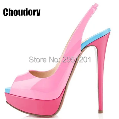 

Women High Heels Fashion Peep Toe Pumps Lady Sexy gradient color Wedding Shoes High Quality Nude Patent Leather Platform Shoes