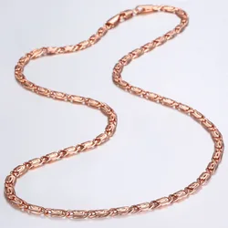 4.5mm Necklace For Women Girl 585 Rose Gold Color Link Chain Necklace Woman Fashion Jewelry Valentines Gifts 18-36inch GN216