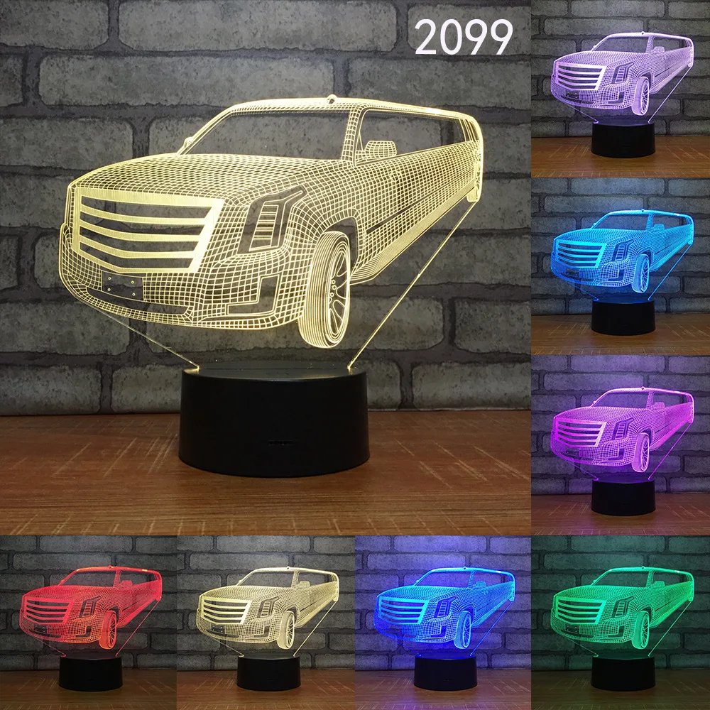 LED Car 3D NightLight Gradient Jeep Truck Sports USB Bedside Bedroom 3D Table Lamp USB Indoor Decor Atmosphere lamp Decor Gift