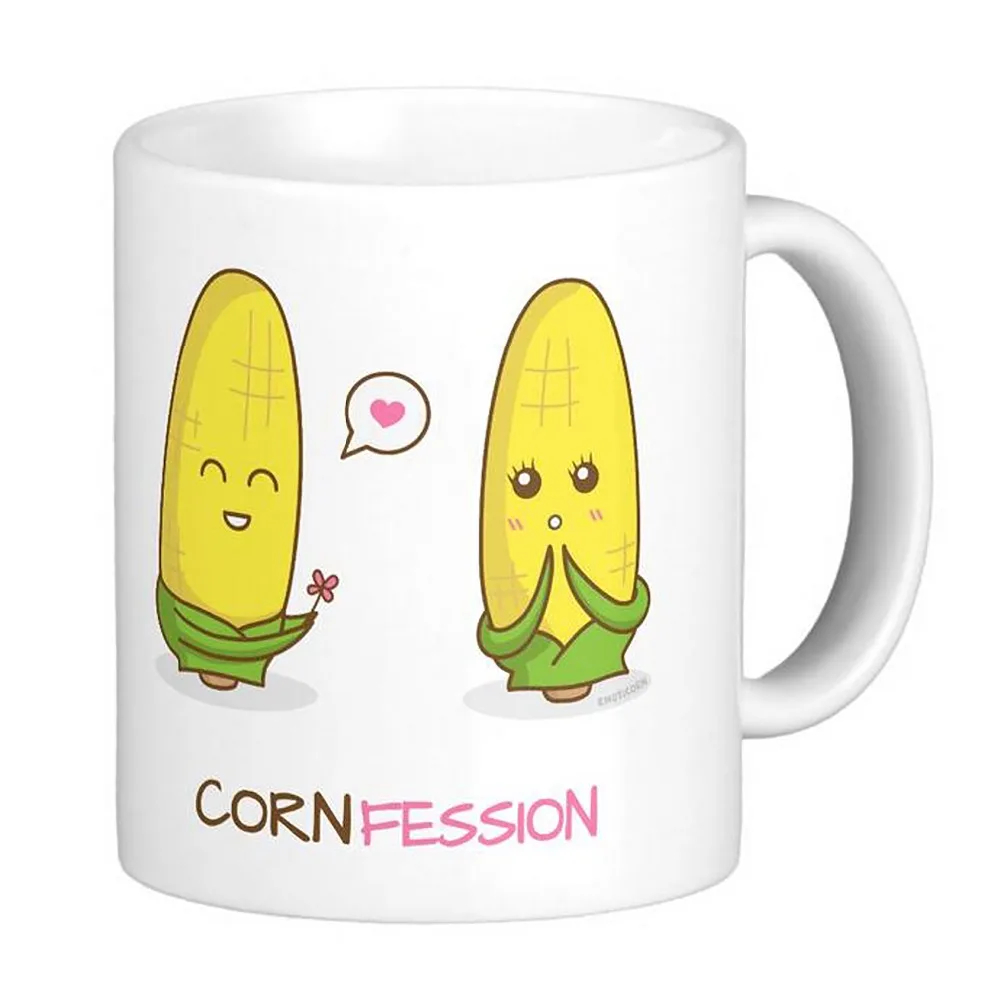 Cute Funny Punny Corn Love Confession White Coffee Mugs Tea Mug Customize Gift By LVSURE Ceramic Mug Travel Coffee Mugs