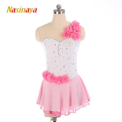 Women'S Rhinestone Figure Skating Dress Mesh Patchwork Competition Gymnastics Leotard