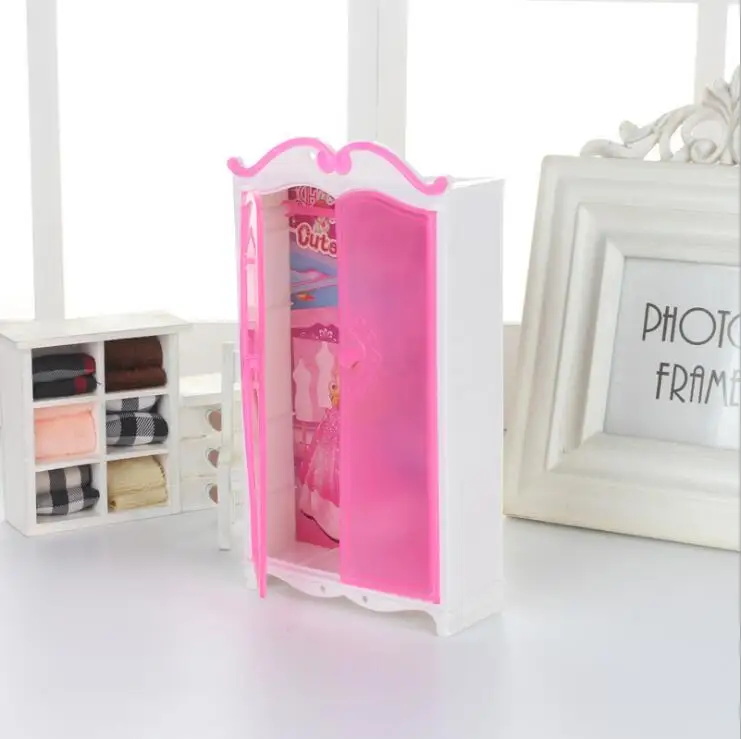 for armoire barbie doll accessories furnitures miniature cabinet pink barbie furniture wardrobe princess bedroom closet