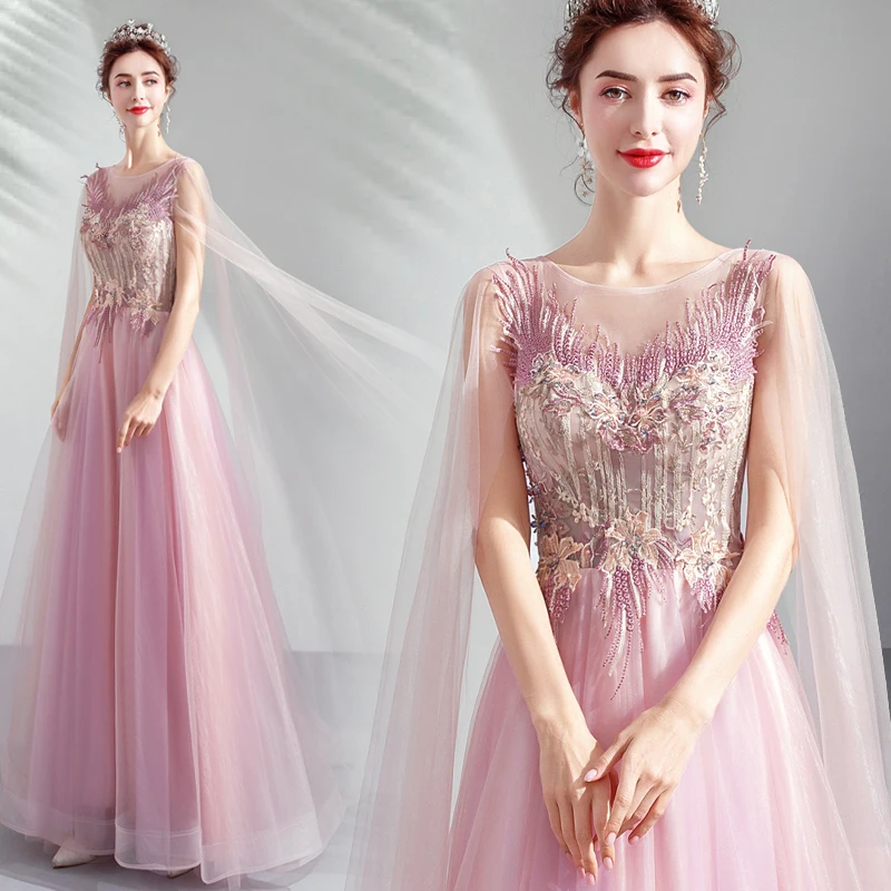 

Fairy Prom Dresses Illusion Bodice A-line Long Prom Party Dress Applique Beaded 2019 Vestido Longo Festa Gala Formal Party Dress