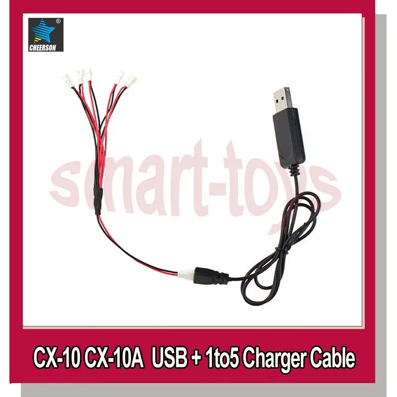 Cheerson CX-10 CX10 quadcopter USB Charger 1to5 cable for cx 10 helicopter spare parts