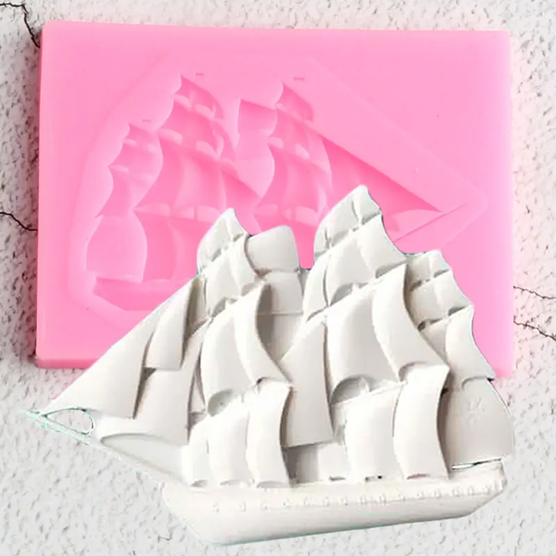 3D Sailboat Silicone Mold Baby Birthday Cake Decorating Tools Cupcake Cookie Baking Molds Candy Clay Chocolate Gumpaste Moulds