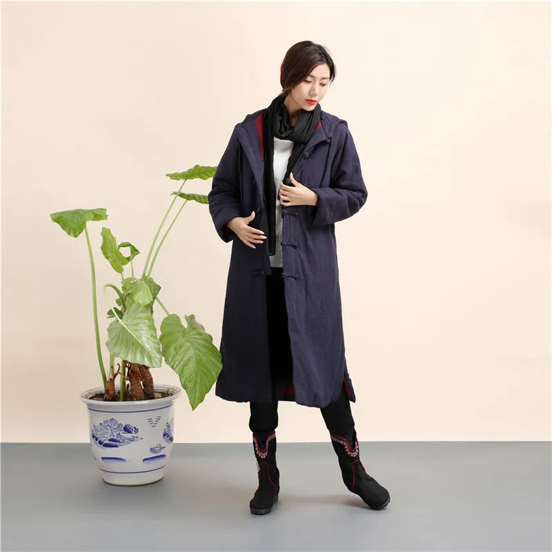 LZJN 여성용 후드 롱 코트, 겨울 재킷, 트렌치 코트, 코튼 패딩, 바람막이 포켓, Manteau Femme Hiver Winterjas MF-50