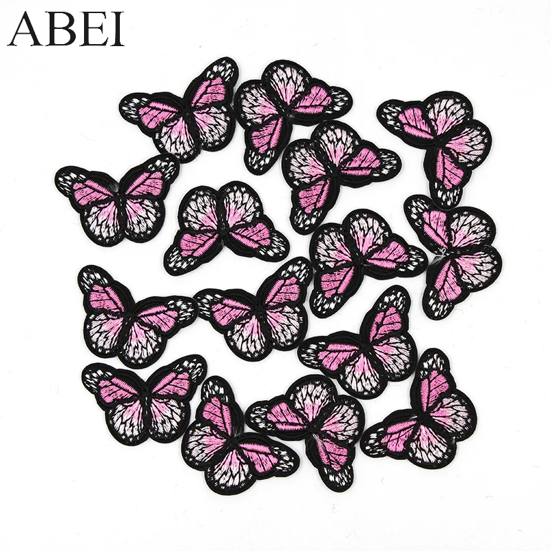 10pcs/lot Embroidery Pink Butterfly Appliques Diy Bags Stickers Sewing Coats Jeans Fabric Patches Handmade Dress Pants Badge