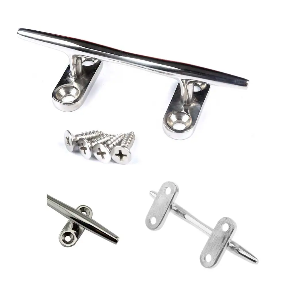 316 Stainless Marine Boat Hollow Open Base Cleat Heavy Duty High Mirror Finish Yacht Rope Hollow Open Base Cleat Bollard Boat