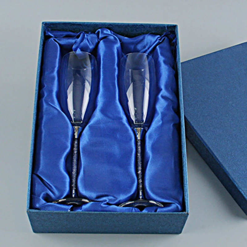 Promotional Crystal Champagne Glass, Elegant Tulip Shape Within 120mm Crystal Stand, 2pcs/set Within Shaped Foam Safty Packing