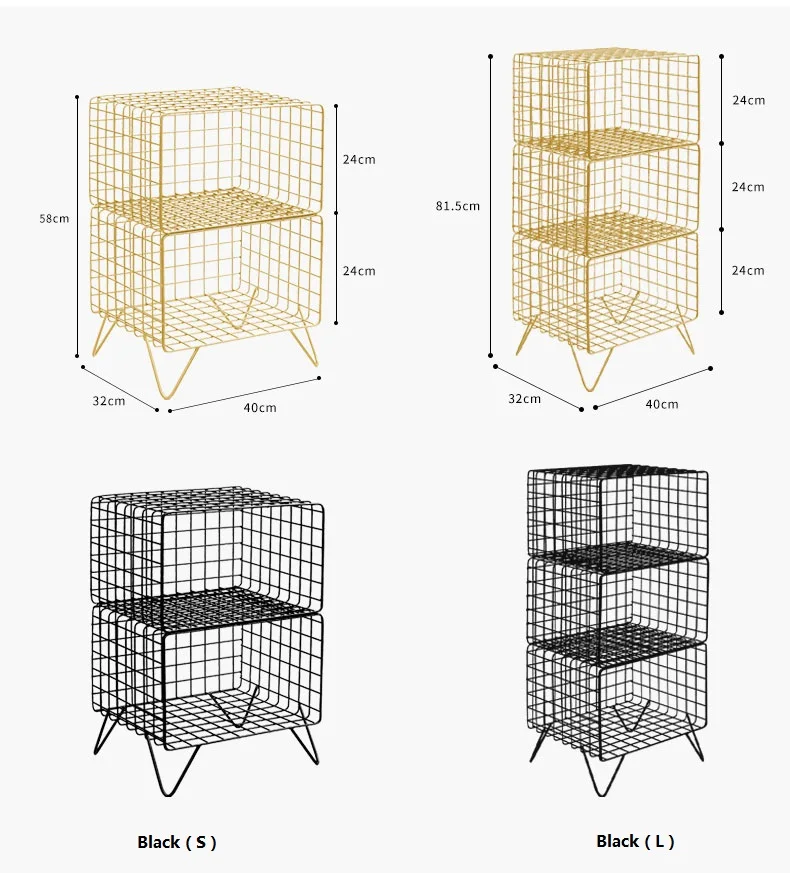 Nordic Wrought Iron Bedside Storage Rack, Simple Living Room Multi-Layer Bookshelf