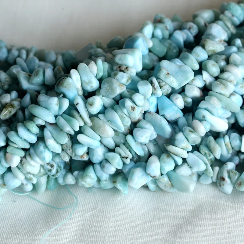 Veemake Larimar DIY Necklace Bracelets Earrings Natural Gemstone Crystal Nugget Chip Loose Beads For Jewelry Making 04143