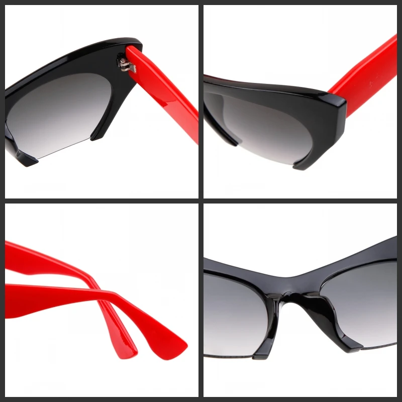 Wer Cutie Frauen Cat Eye Sonnenbrille Marken designer Frau übergroßen halben Rahmen rosa Leopard Sonnenbrille ce Linsen schirme om703 – Detail 11