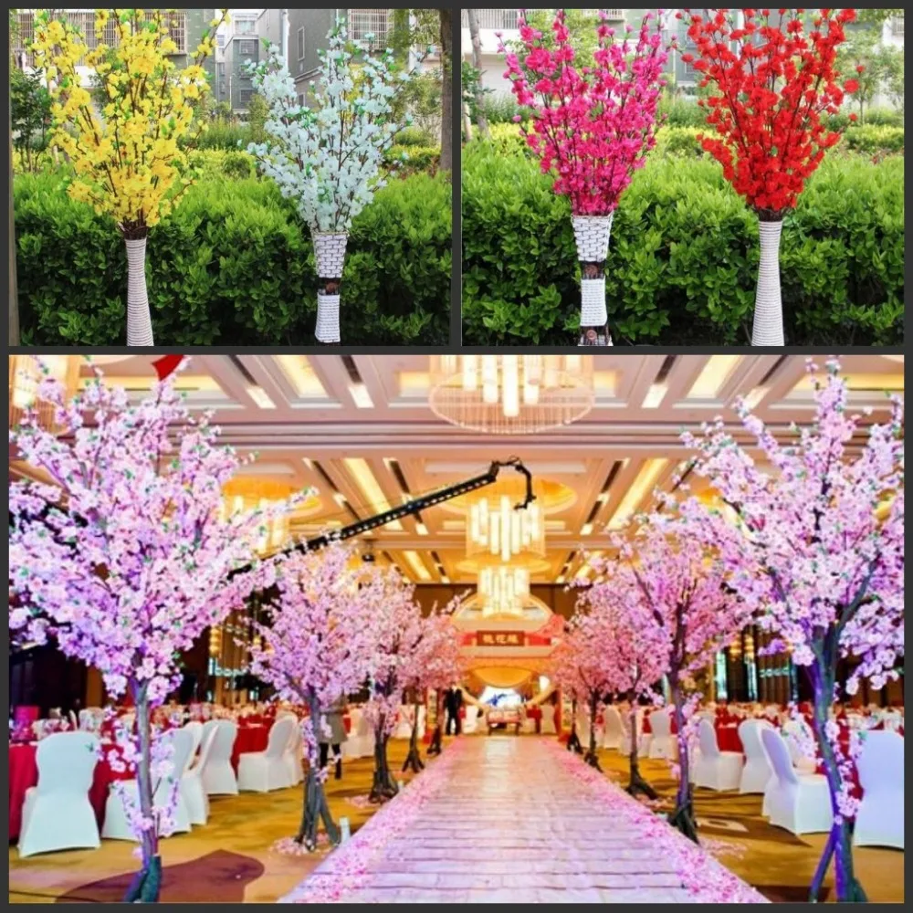 12Pcs/lot Artificial Branches Of Peach Cherry Blossom Silk Flowers Home Wedding Decoration Flower New Arrival