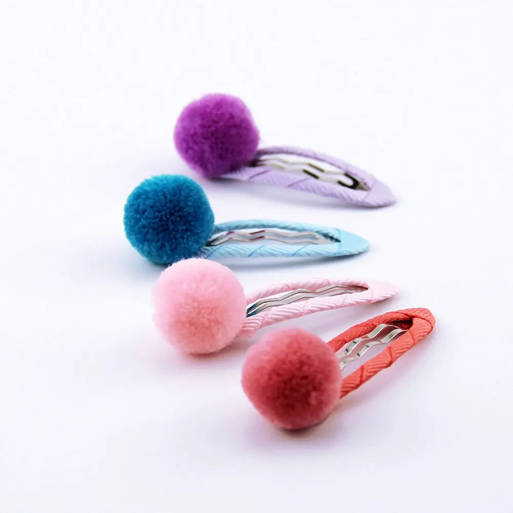 Bộ 60 Gói Kẹp Tóc Với Pom Pom Bóng Tóc Bé Gái Barrettes Tích Tắc Mũi Anime Phụ Kiện