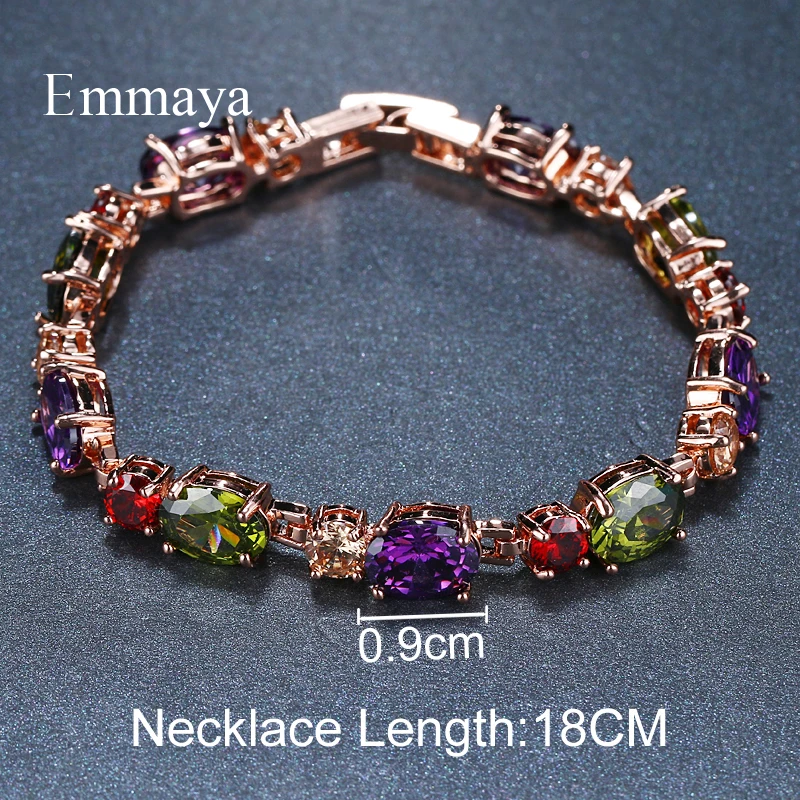 Emmaya Luxury Women Multicolor Cubic Zircon Bracelet Bangles Classical Bracelet Rose Gold color Wholesale Jewelry Party