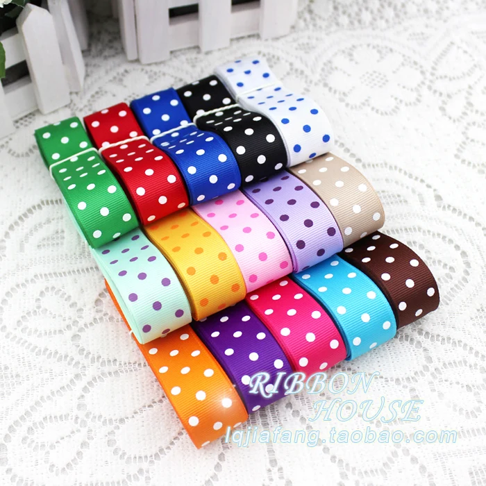 High Quality 22mm Wave Dot Polyester  Ribbon DIY Handmade Jewelry Accessories Decoration wedding gift wrap 20Colors available