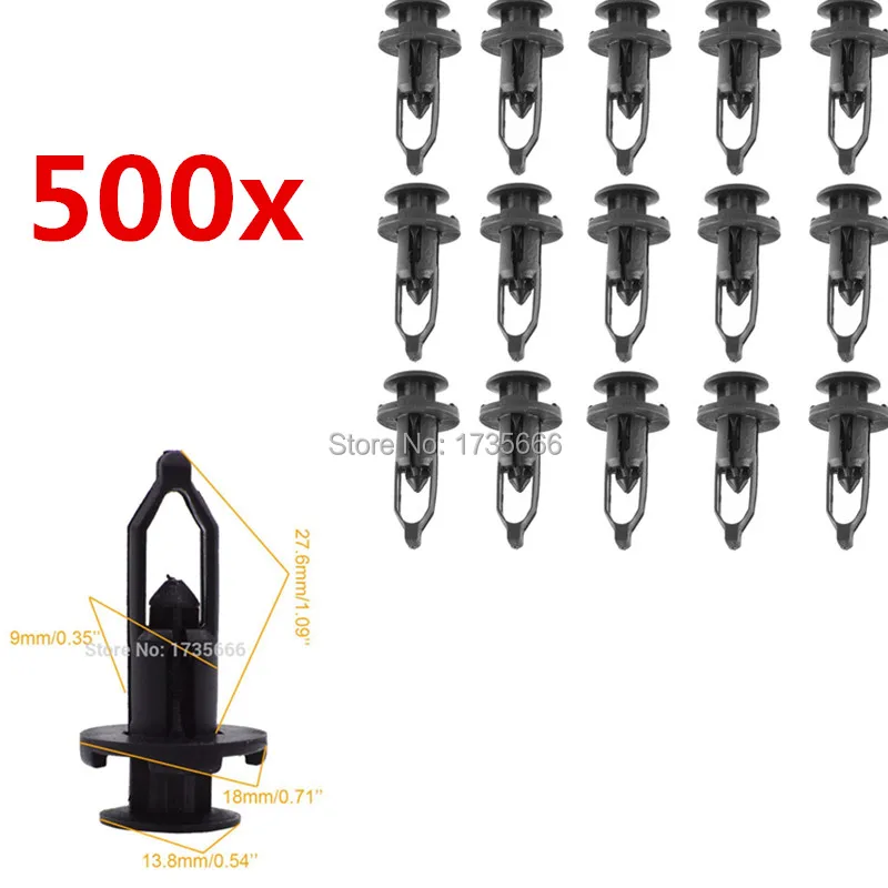 

500 Pcs / Pack 9mm Hole Black Fender Bumper Retainer Clips For Toyota For Lexus 5216102020 521610K040 5216116010