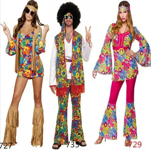 FREE SHIPPING New 2016 Ladies 80s Retro Hippie Go Go Girl Disco Costume Fancy Dress Hen Xmas Party size