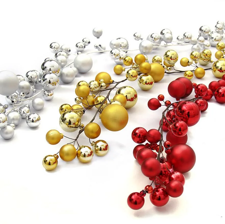 1.8 Meters Red/Gold/Silver Round Ball Cluster Garland For Christmas Holiday Party Birthday Wedding Venue Hanging Decoration