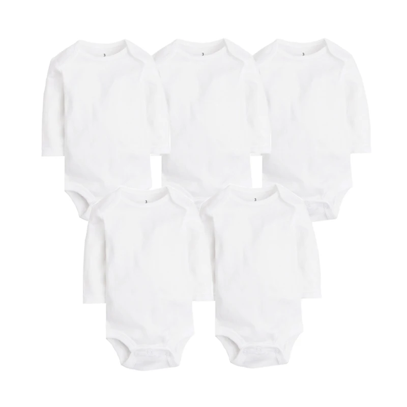 5 PCS/LOT Newborn Baby Clothing 2023 Summer Body Baby Bodysuits 100% Cotton White Kids Jumpsuits Baby Boy Girl Clothes 0-24M