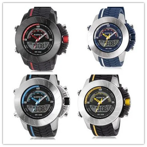 XONIX Men Sports Watches Digital Quartz Dual Display hardlex Waterproof100m Led Light Multifunctional Outdoor Wristwatch