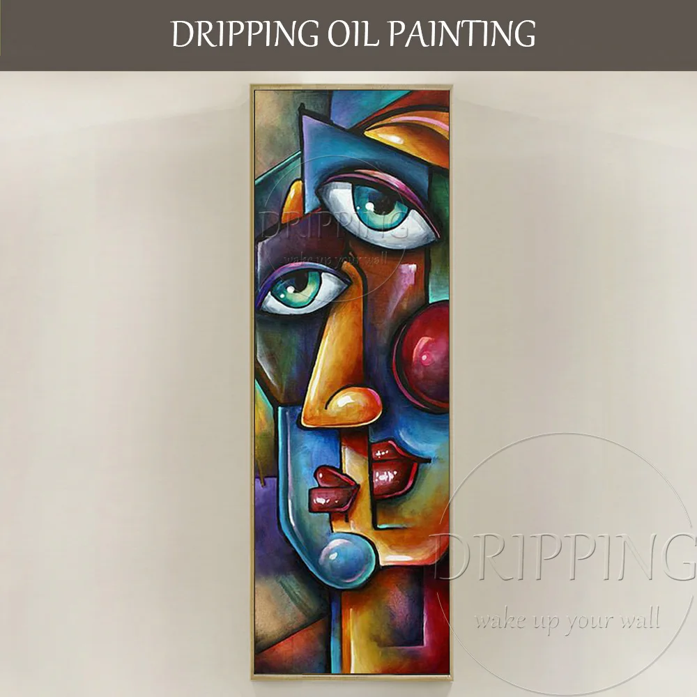 Hot Selling Abstract Design Hand-painted Modern Wall Art Geometry Faces Oil Painting on Canvas Abstract Portraits Oil Painting