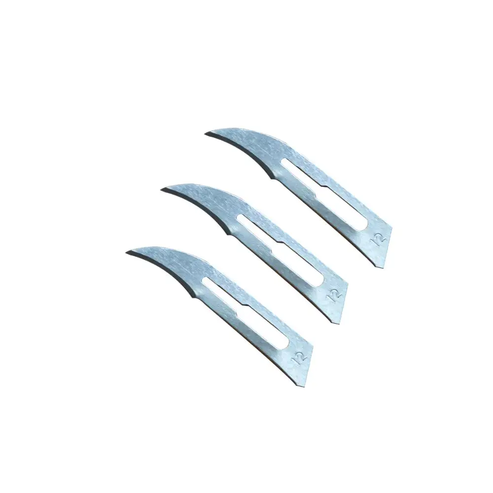 Surgical Knife 100Pcs Portable Sterile Curved Blade #12 For #12 Scalpel Use Carbon Steel Professional Carving Knife Pocket Tool