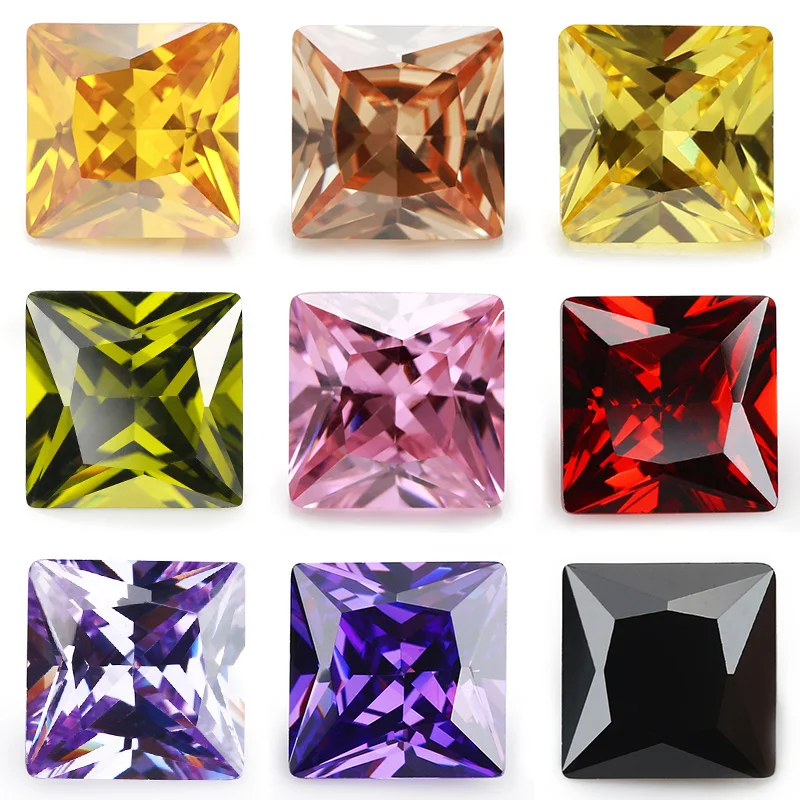 

Size 1.5x1.5mm~10x10mm AAAAA Princess Cut Square Cubic Zirconia Stones Various Color Loose CZ Synthetic Gemstone