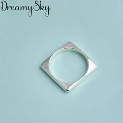 Fashion Silver Color  Geometric Square Rings For Women Engagement Statement Finger Ring