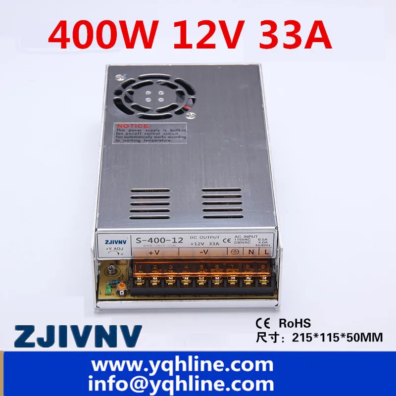 

Hot sales 2 year warranty 400W switching power supply 12VDC 33A, input 110/220vac SMPS, for industry, led light strip S-400-12