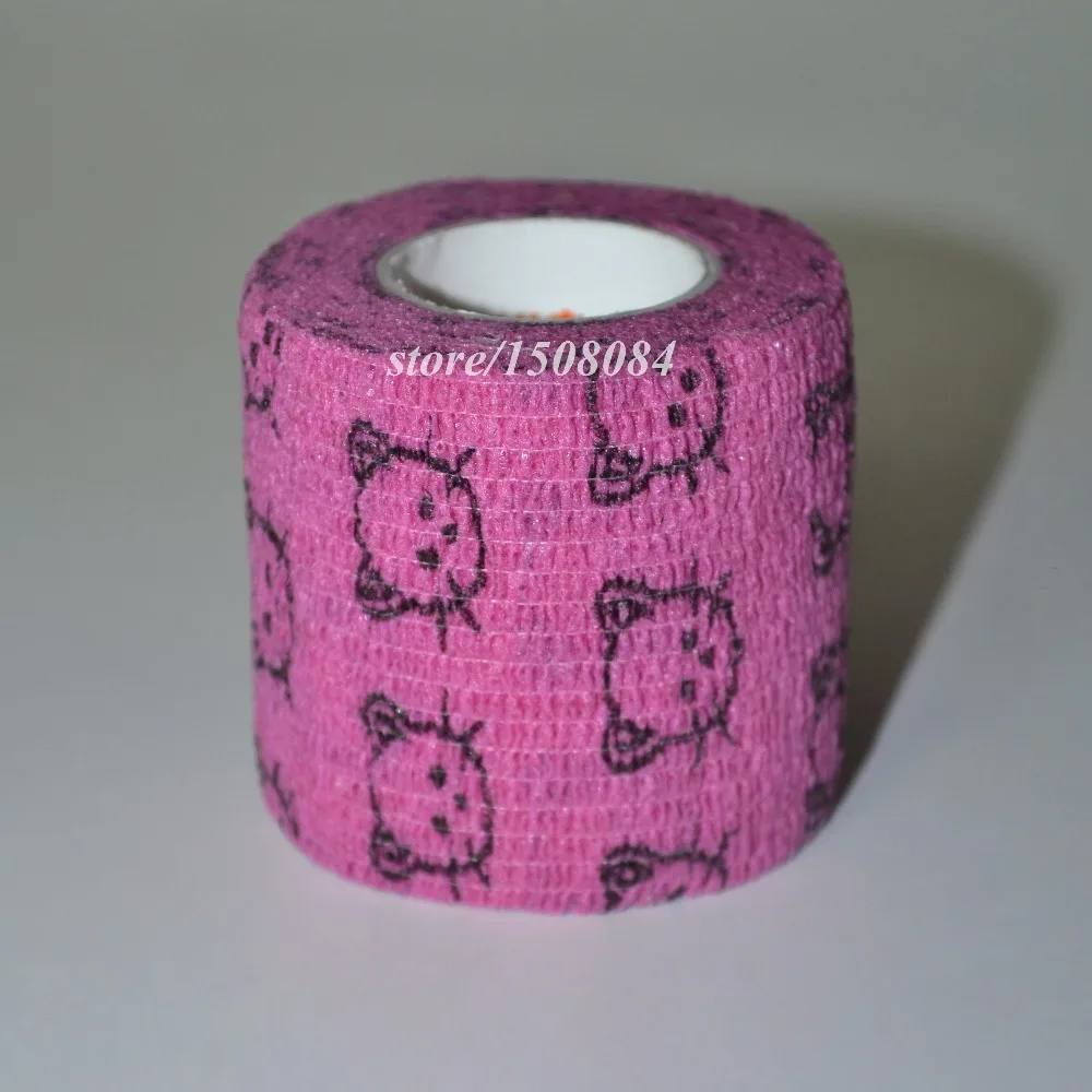 6 Pcs/Lot 5cm x 4.5m Self Adhesive elastic Nonwoven Cohesive Bandage Adherent Wrap Red Cat  Pattern First Aid