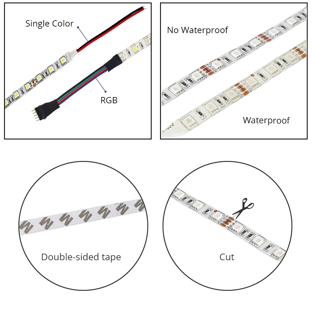 Светодиодная лента 5050, 12 В постоянного тока, гибсветильник Светодиодная лента IP65, водонепроницаемая, 60 светодиодов/м, 5 м, Светодиодная лента RGB 5050, белый/теплый белый/R/G/B
