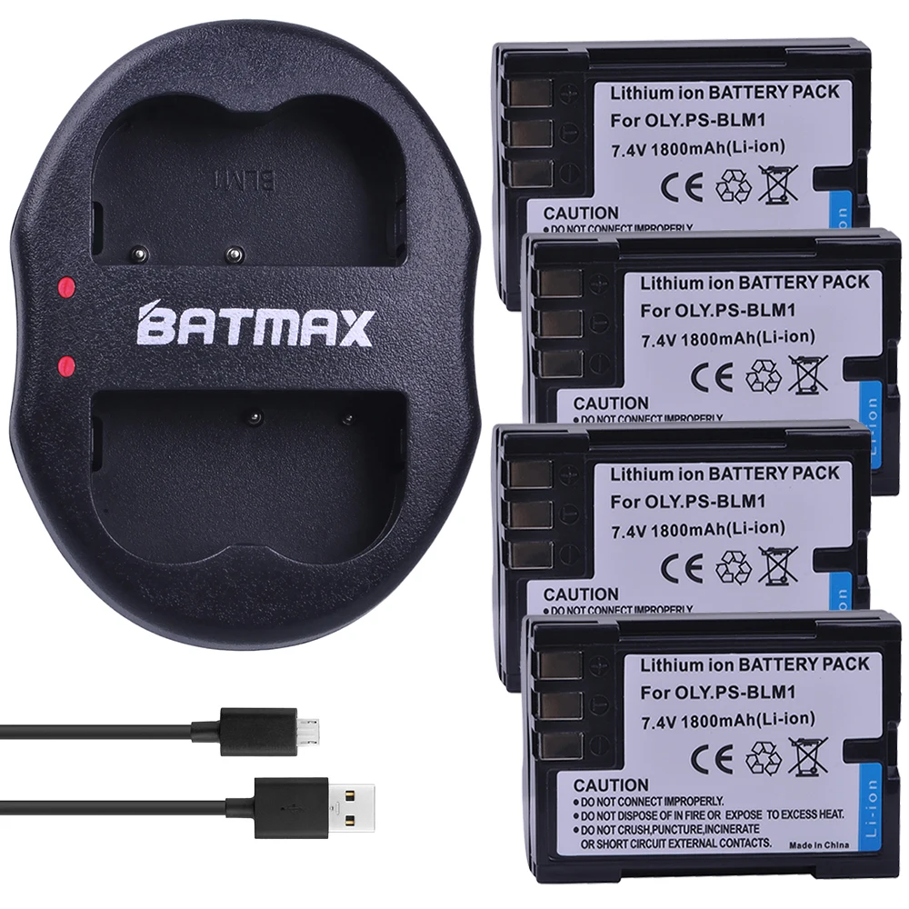 

Batmax 4Pcs PS-BLM1 BLM-1 Batteries +USB Dual Charger for Olympus E-300 E-330 E-500 E-510 C-5060 C-7070 C-8080 E-1 E-3 E-30 E520