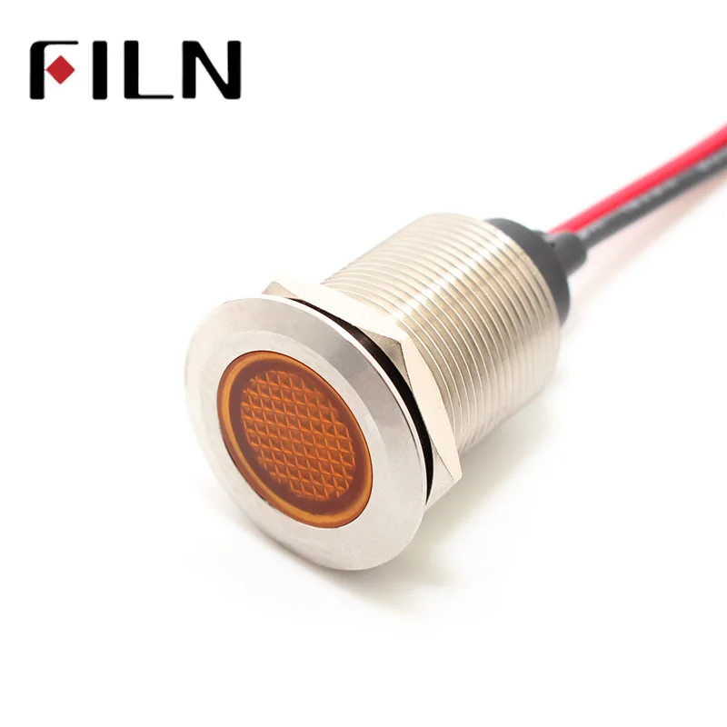 12v indicator light FILN 6v 24v 110v 220v 36v 48v red yellow blue green white led metal signal lamp with 20 cm cable