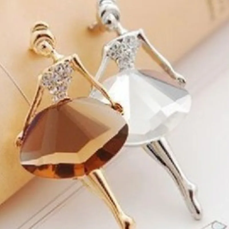 1PCS Girl Fashion Glamour Beautiful Princess Ballerina Brooch Crystal Pin Jewelry Accessories