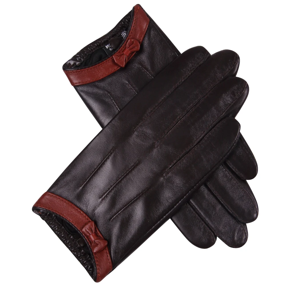 Real Leather Gloves Female Autumn Winter Thin Style Driving Windproof Keep Warm Genuine Leather Sheepskin Woman Gloves L18015PN