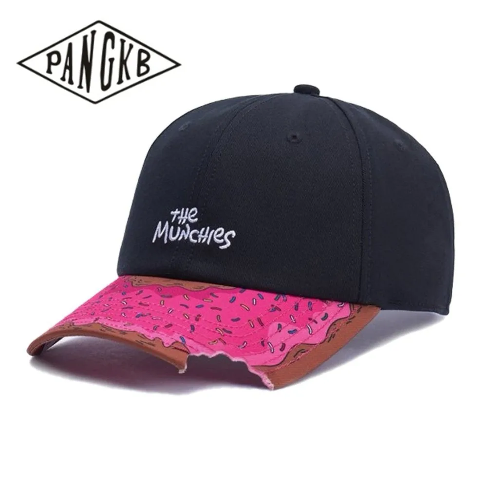 PANGKB Brand MUNCHIES CURVED CAP Pink girls boy hip hop baseball cap for men women adult outdoor casual sun snapback hat