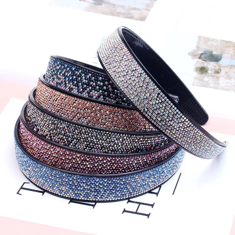 Korea Boutique Hairband Full Diamond Crystal Wide Headband Women Girls Hair Head Hoop Bands Accessories Hairbands Headdress New