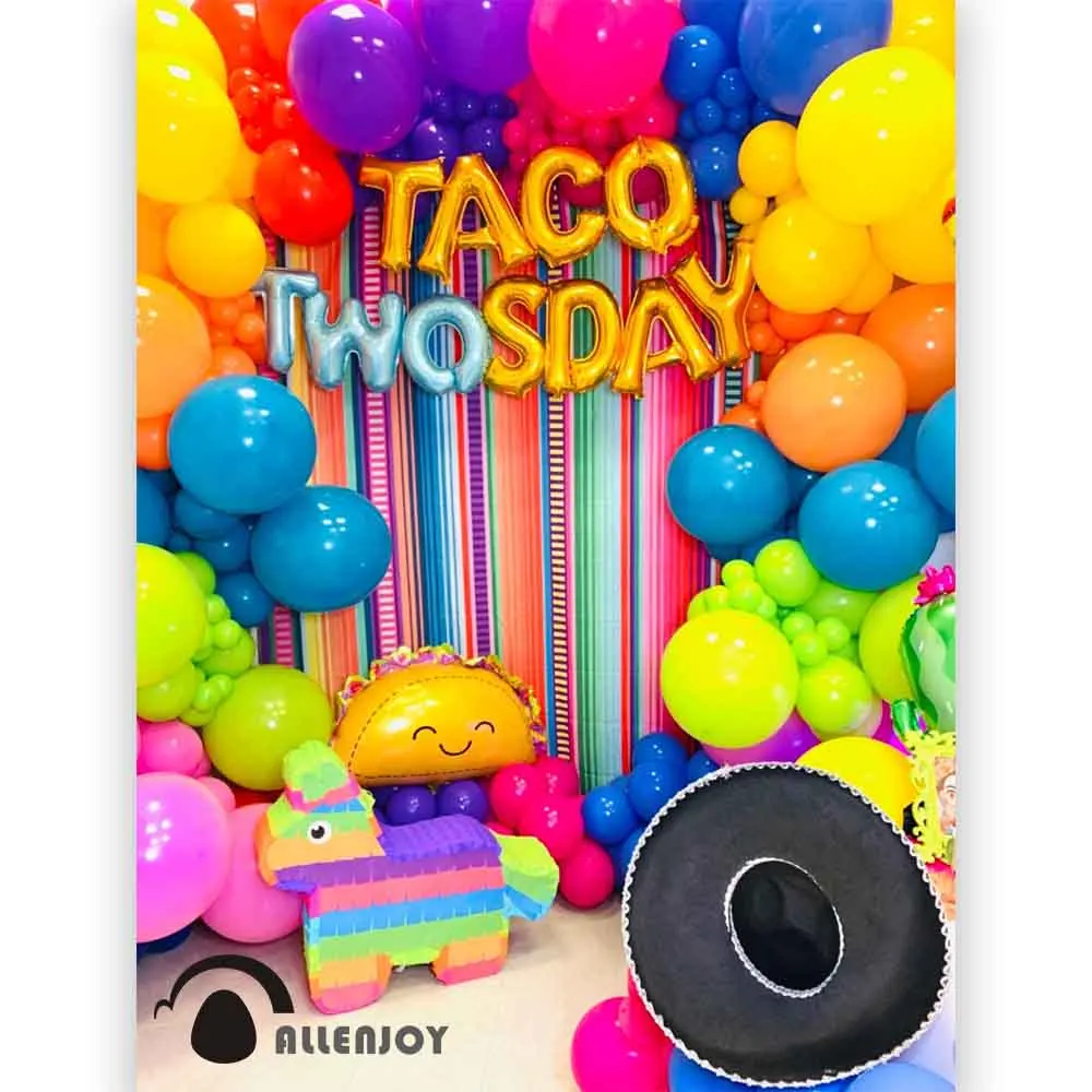 MEHOFOTO 타코 파티 사진 배경 멕시코 카니발 Cinco De Mayo Serape 다채로운 스트라이프 장식 배경 Photocall Prop