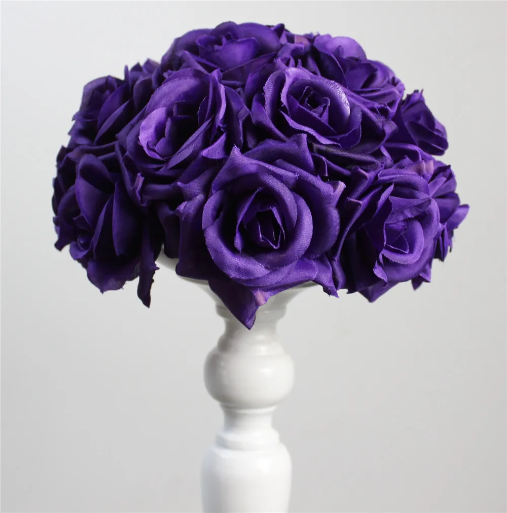 SPR dark purple Silk Rose Flower Ball 10pcs 15cm Diameter Kissing Ball Designs for Wedding Party Artificial Decorative Flowers