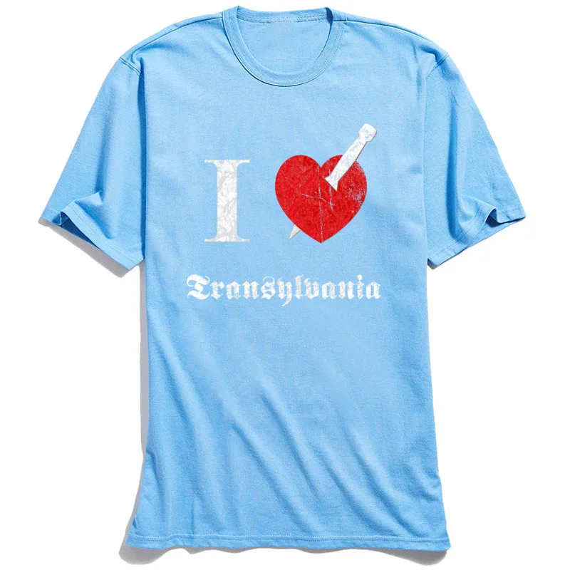 Custom Man Tshirt Youth T-shirts I Love Transylvania Tops T Shirt All Cotton Short Sleeve Letter 80s Tee Shirts O Neck Wholesale