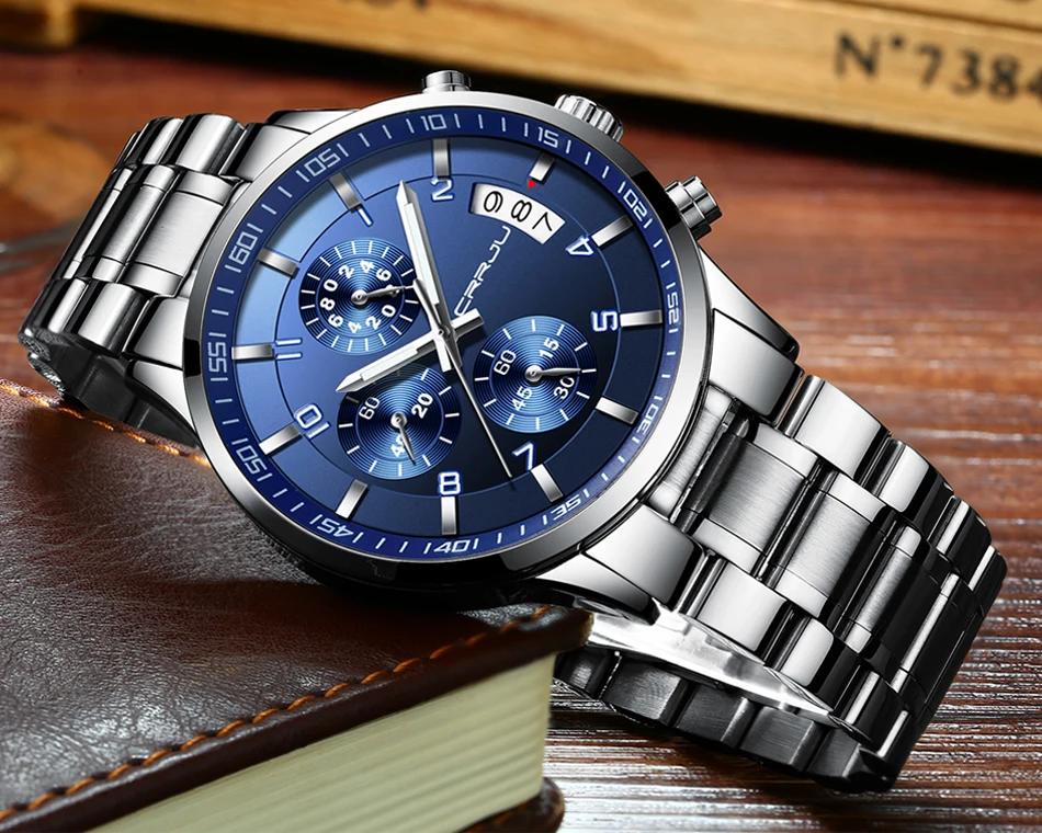 CRRJU Watch Luxury Business Men Sport orologi da polso al quarzo giappone movimento Business orologio in acciaio inossidabile per uomo erkek kol