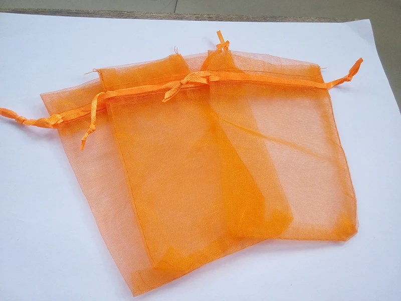 1000pcs 15*20 Orange gift bags for jewelry/wedding/christmas/birthday Organza Bags with handles Packaging Yarn bag