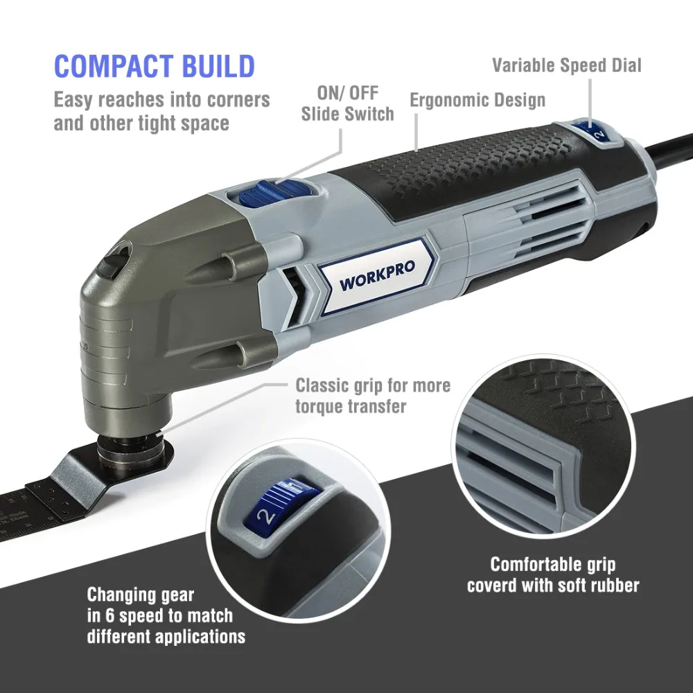 WORKPRO 다기능 전동 공구 진동 도구, EU 플러그 홈 DIY 도구, 홈 리노베이션 도구, 300W