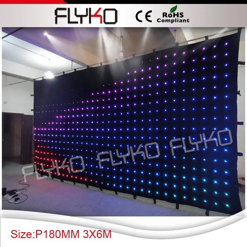 

Free shipping p18 6x3m best price rgb flexible led curtain screen