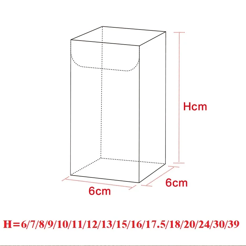 6*6*H cm Transparent Waterproof Clear PVC Display Boxes Gifts Crafts Packing Plastic Box For Flower /Food/Toys/Snack/Wine/Fruit