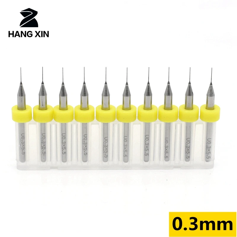 HANGXIN PCB Drill Kit 0.3mm 0.35mm 10PCS Tungsten Carbide CNC Router Wood Drilling Metalworking Core Twist Drill