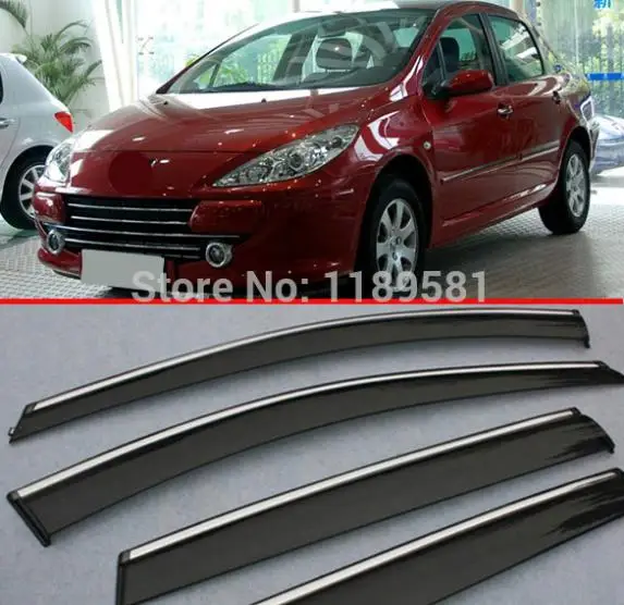 For Peugeot 307 hatchback(5DR) Window Wind Deflector Visor Rain/Sun Guard Vent Car Accessories Stickers