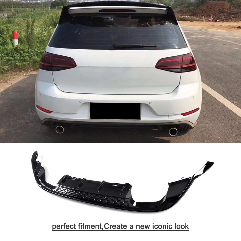 Black PP Rear Bumper Lip Spoiler Diffuser for Volkswagen VW Golf 7 7.5 MK7 Standard And GTI 2017 2018 2019 Four Outlet